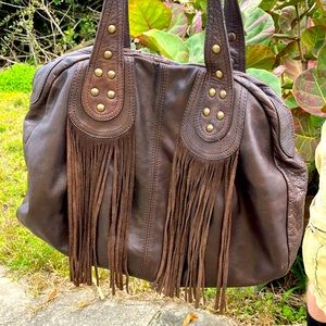 Sundance leather bag! Gorgeous frey look! Made in Italy